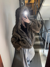 [Unisex] Fur 2way hood zip up(4color)
