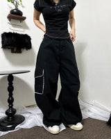 Lace pocket cotton wide PT [3color] D-1461