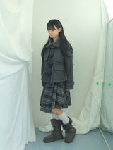 Charcoal Blend Checkered Layered Skirt