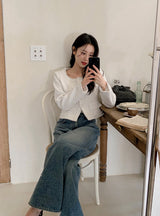 Daily Washing Cotton100 Wide Denim Pants