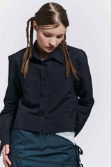 Raw edge shirt (Navy)