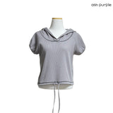 (2color) Waffle Balloon String Hood Short Sleeve Tee