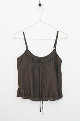 Ruffle Ribbon Sleeveless (Brown)