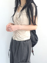 vintage shirring button t