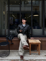 Twill curved wide cargo pants