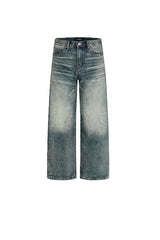 Whiskered Washed Loose Jeans