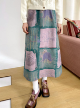 Printed vintage A-line skirt