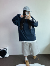 HIP TWO LINE NUMBERING LONG SLEEVE T-SHIRT💙🤍🖤3COLOR