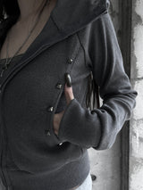 studded slim fit hooded zip-up (2color)