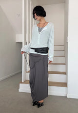 DRAPE STRAP MAXI SKIRT