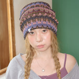 wave pattern beanie purple