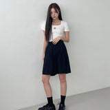 スクエアネックレギュラーハーフTシャツ [WHITE]