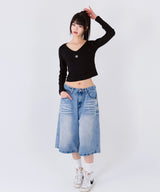 STITCH V NECK LONG SLEEVE T-SHIRT [4color]
