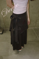 unbalanced side strap casual long skirt