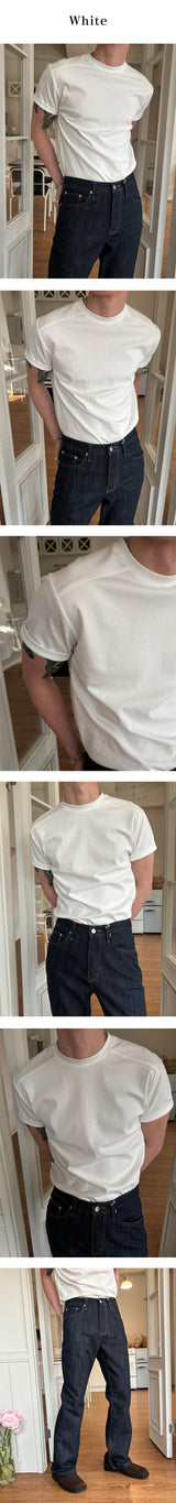 [MUSCLE FIT] バックラインセミクロップTシャツ(5color)