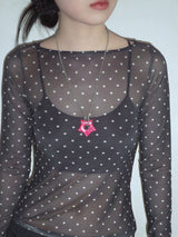 gleaming star dot necklace [red]