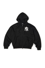 (BASE) NY CROSS HOOD ZIP UP (BLACK)
