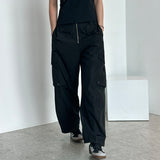 FRONT ZIP CARGO PANTS BLACK