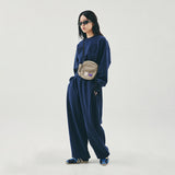 Open back sweat shirt / Navy