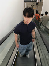 ティブ マッスルフィットヘンリーネック半袖Tシャツ 5C