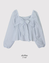 #Fairy Ribbon Puff Long Sleeve Blouse (4color)