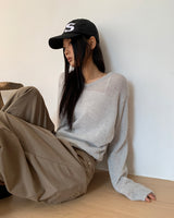 Prmer ベーシック Vネックルーズフィット長袖ニット