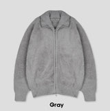 Neville two-way angora knit zip-up