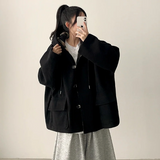 Heel double wool royal boxy pocket hooded coat 
