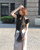 レートディープvパフシャーリングトップ