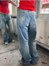 [Unisex] ビンテージダメージデニムパンツ