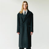wool blended maximal double coat black