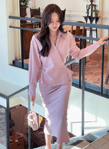 Lumie Banding Slit H-Line Long Skirt