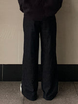 Rivet non-faded wide denim