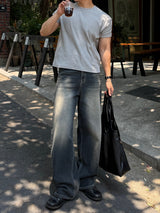 Cove banded wide denim pants