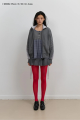 Fur Trim Jersey Zip-up / Charcoal
