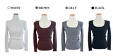 Daily Hug Soft Square Neck Golji ニット長袖Tシャツ (4 Colors)