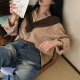 [BELLIDE MADE] ビンテージチェックルーズフィットシャツブラウス