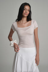 Fairy Lace layered Top, Milk Beige