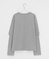 [unisex]メパン ストライプ レイヤード ロングスリーブ ティー