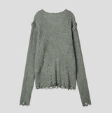Reverse damage V-neck knitwear