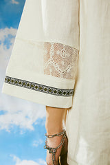 Lace Coloring Linen Shirt Ivory
