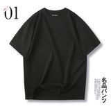 メンズサマールーズカジュアルラウンドネックショートスリーブドTシャツ black