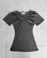 SUGAR SHIRRING SLIM SHORT SLEEVE T-SHIRT