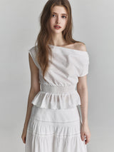 Lace tiered long skirt (Ivory)
