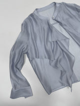 Ruffle Tencel See-through Blouse