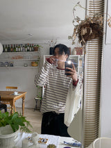 No.1196 MS stripe loose T (3color)