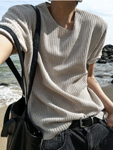 lay velour spring cut-off  short sleeve knit