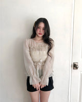 メリーンパフストラップシャーリングシフォンbl