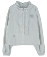 Reflective Flower Stripe Hoodie Zip-up_Cream