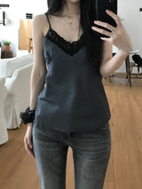 Satin Lace Sleeveless Top (2 colors)